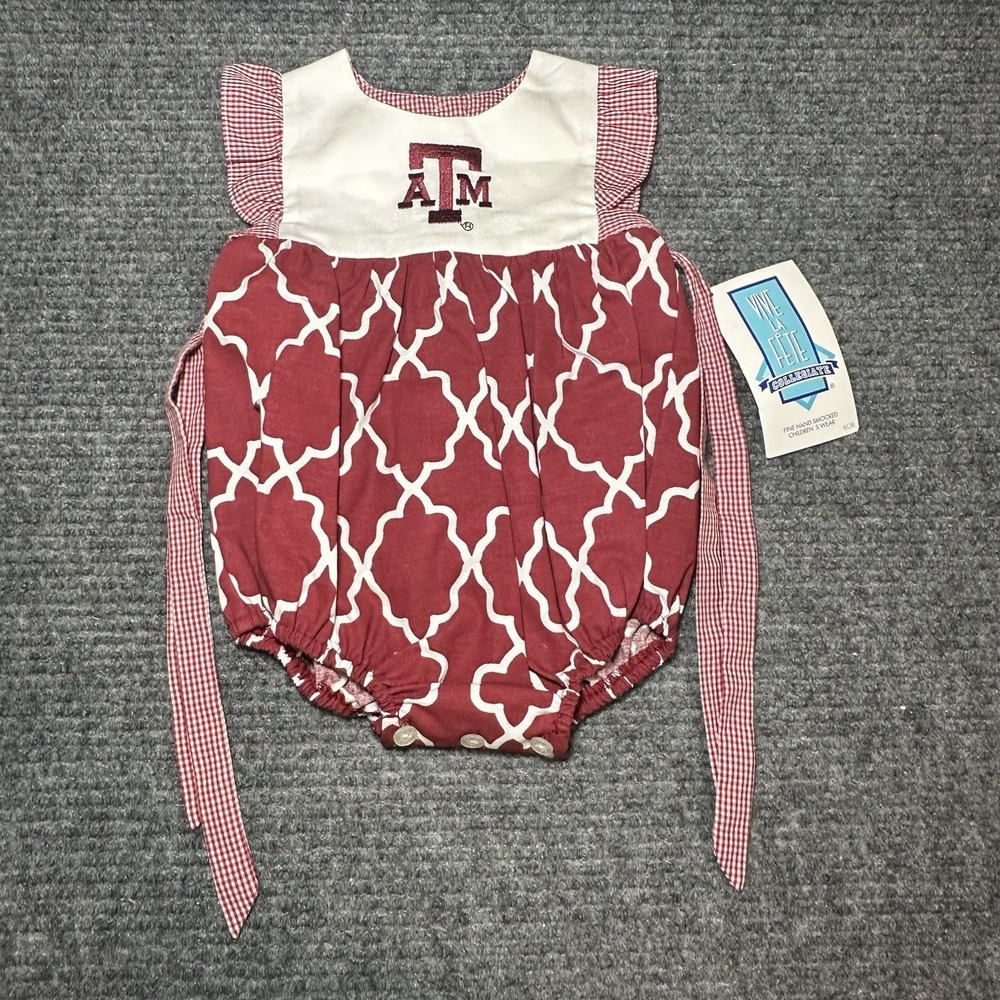 2015 Vive La Fete Texas A&M Infant Bessie Embroidered‎ Bubble Bodysuit 3months